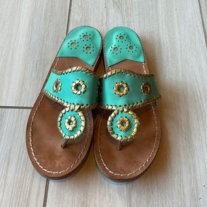 Jack Rogers Nantucket Gold Sandal in Caribbean